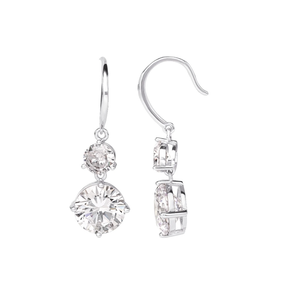 Believe By Brilliance Diamond Rhinestone Silver Teardrop Dangle Earrings